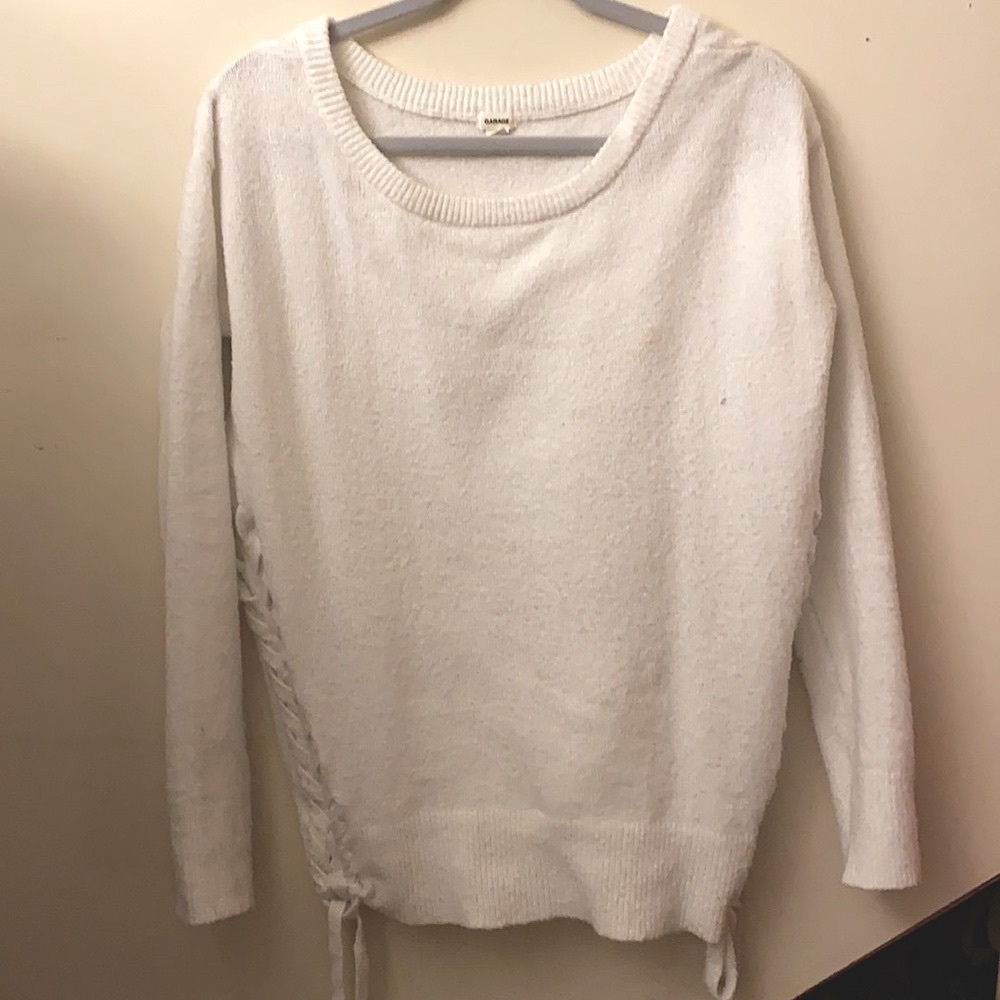 white tie side sweater size S